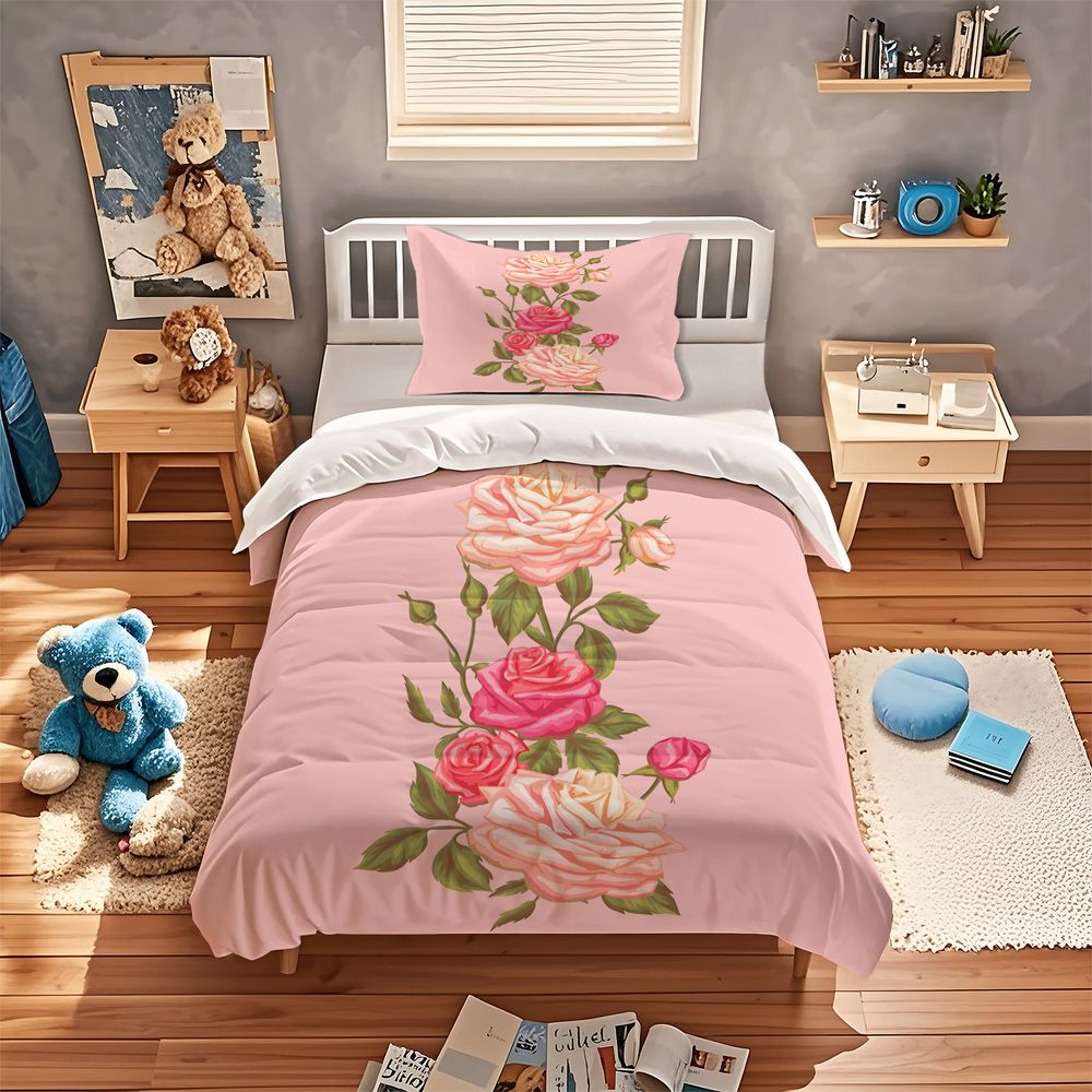 ชุดผ้าปูที่นอนลายดอกกุหลาบสีชม - Aesthetic Floral Duvet Cover บทวิจารณ์และราคา