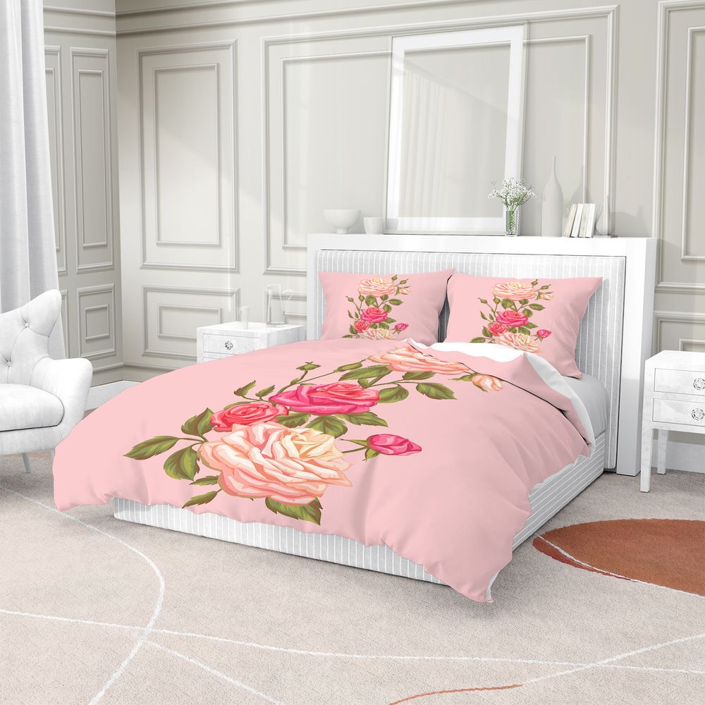 ชุดผ้าปูที่นอนลายดอกกุหลาบสีชม - Aesthetic Floral Duvet Cover บทวิจารณ์และราคา