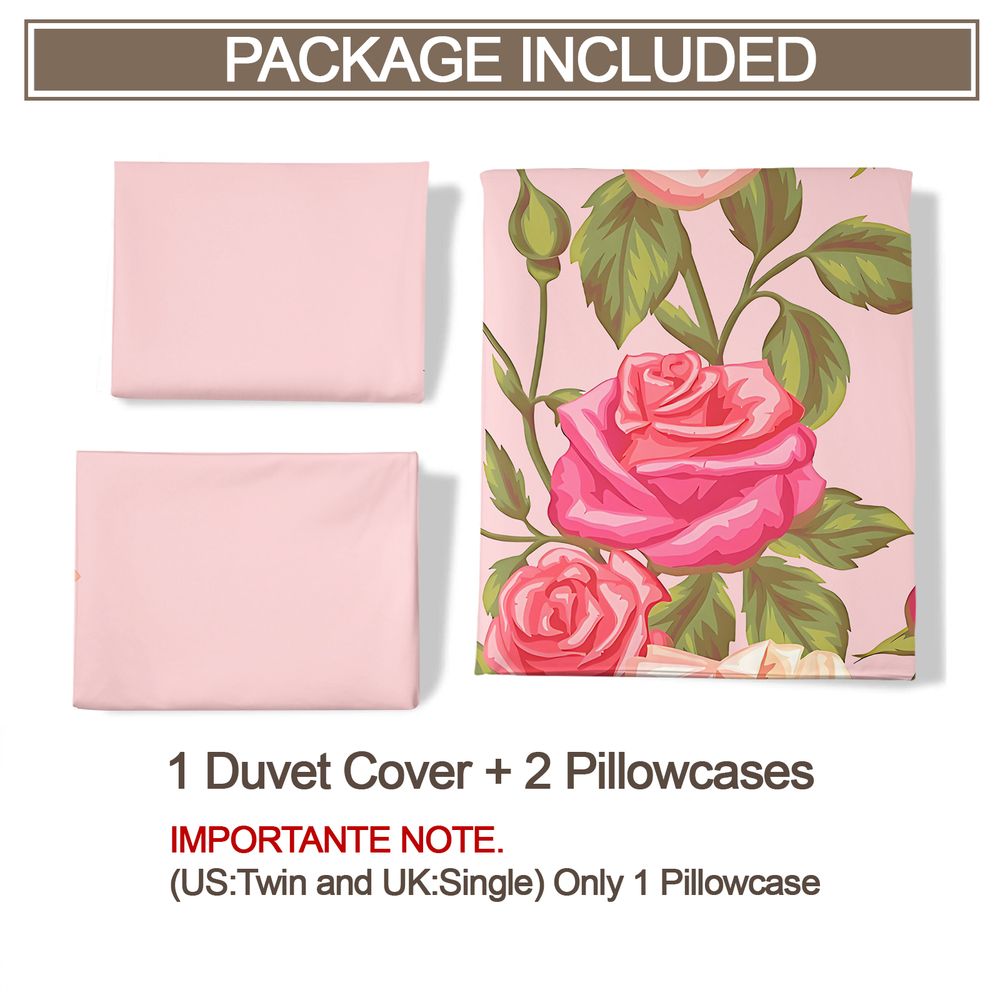 ชุดผ้าปูที่นอนลายดอกกุหลาบสีชม - Aesthetic Floral Duvet Cover บทวิจารณ์และราคา