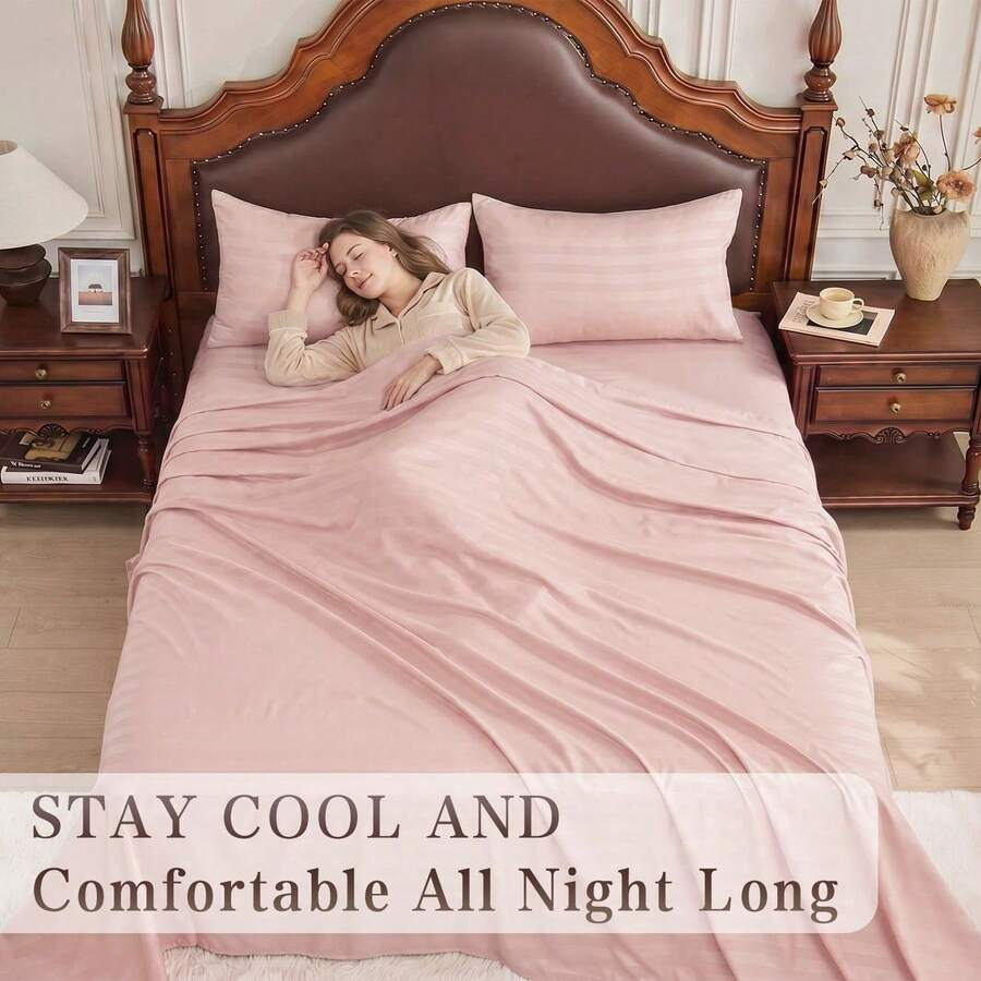 ชุดผ้าปูที่นอนลายทางแบบเย็นสบา - Fitted Bed Sheets Deep Pocket บทวิจารณ์และราคา