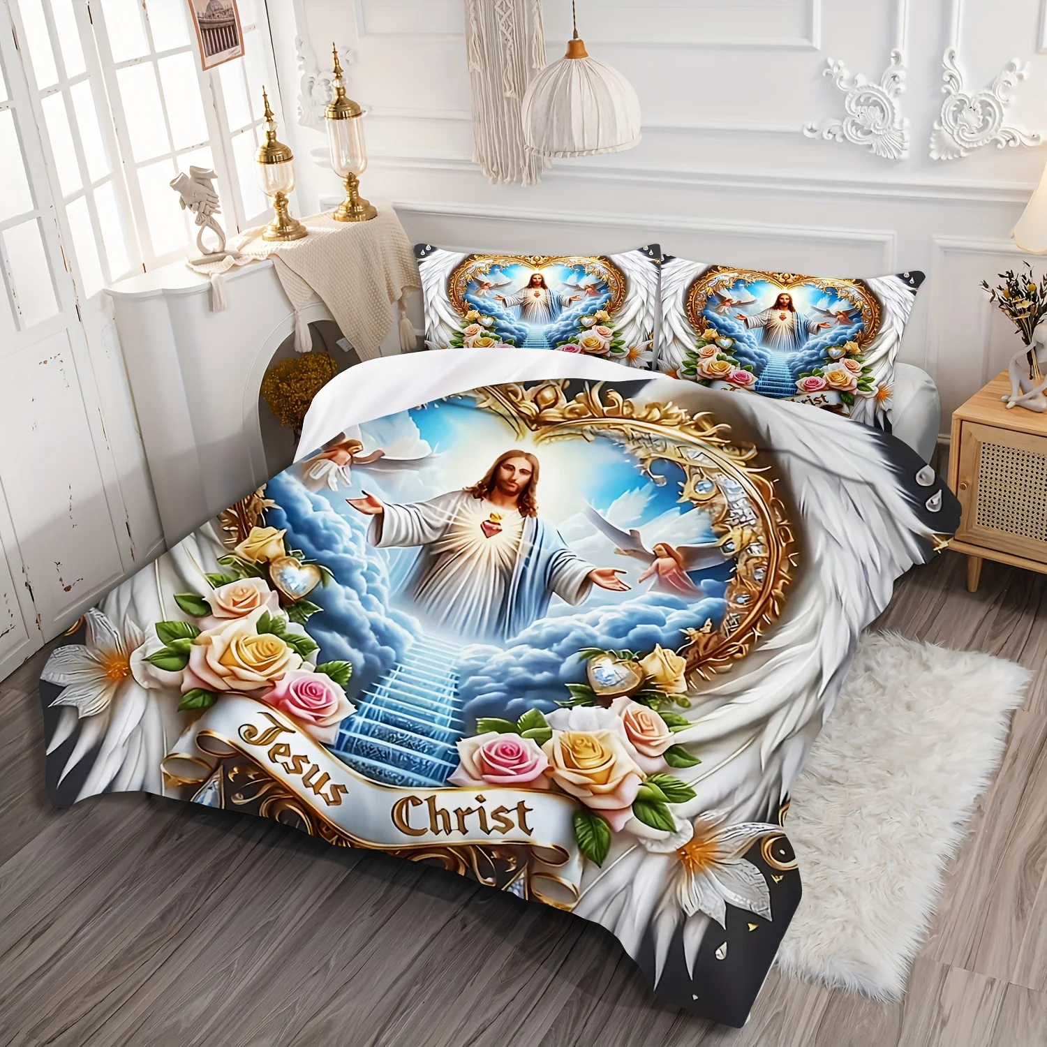 ชุดเครื่องนอนลายปีกศักดิ์สิทธิ - Duvet Cover Sets With Zipper บทวิจารณ์และราคา