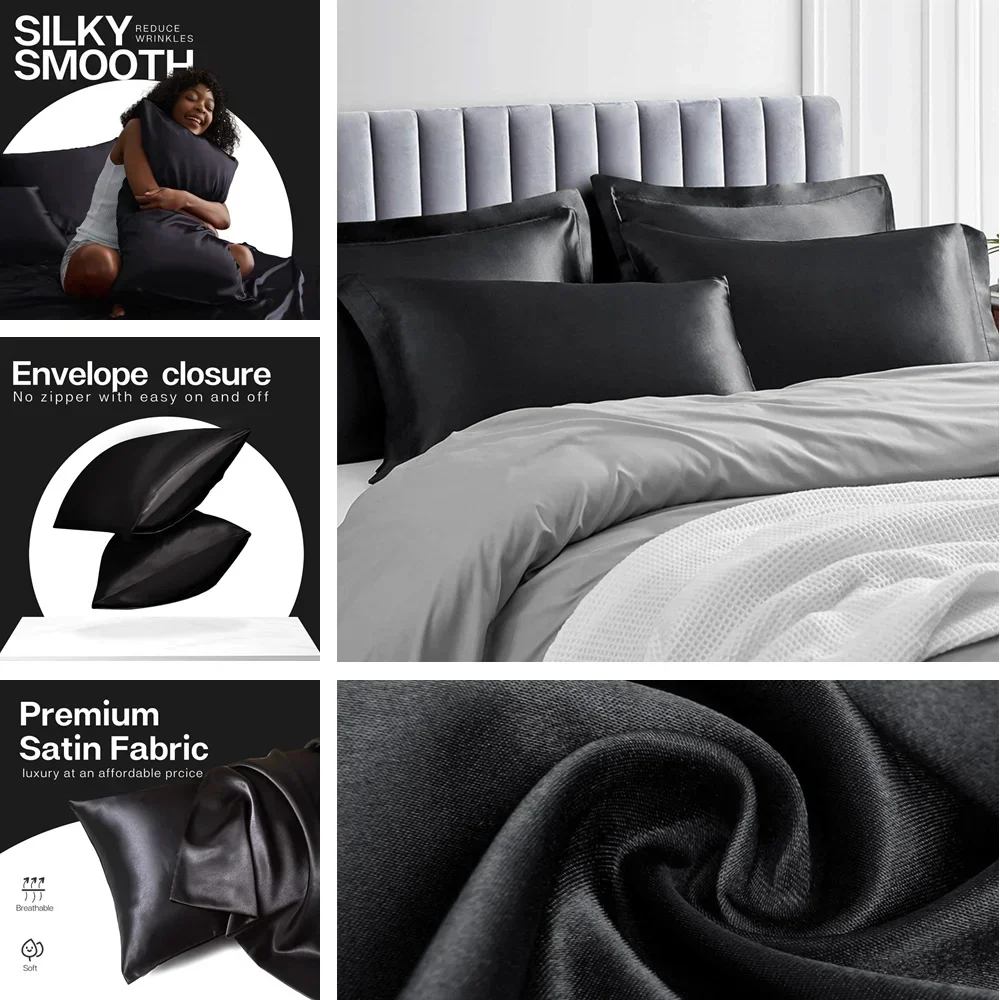ปลอกหมอนซาติน 2 แพ็คสําหรับผมแ - Satin Silk Pillowcase Hair Skin บทวิจารณ์และราคา