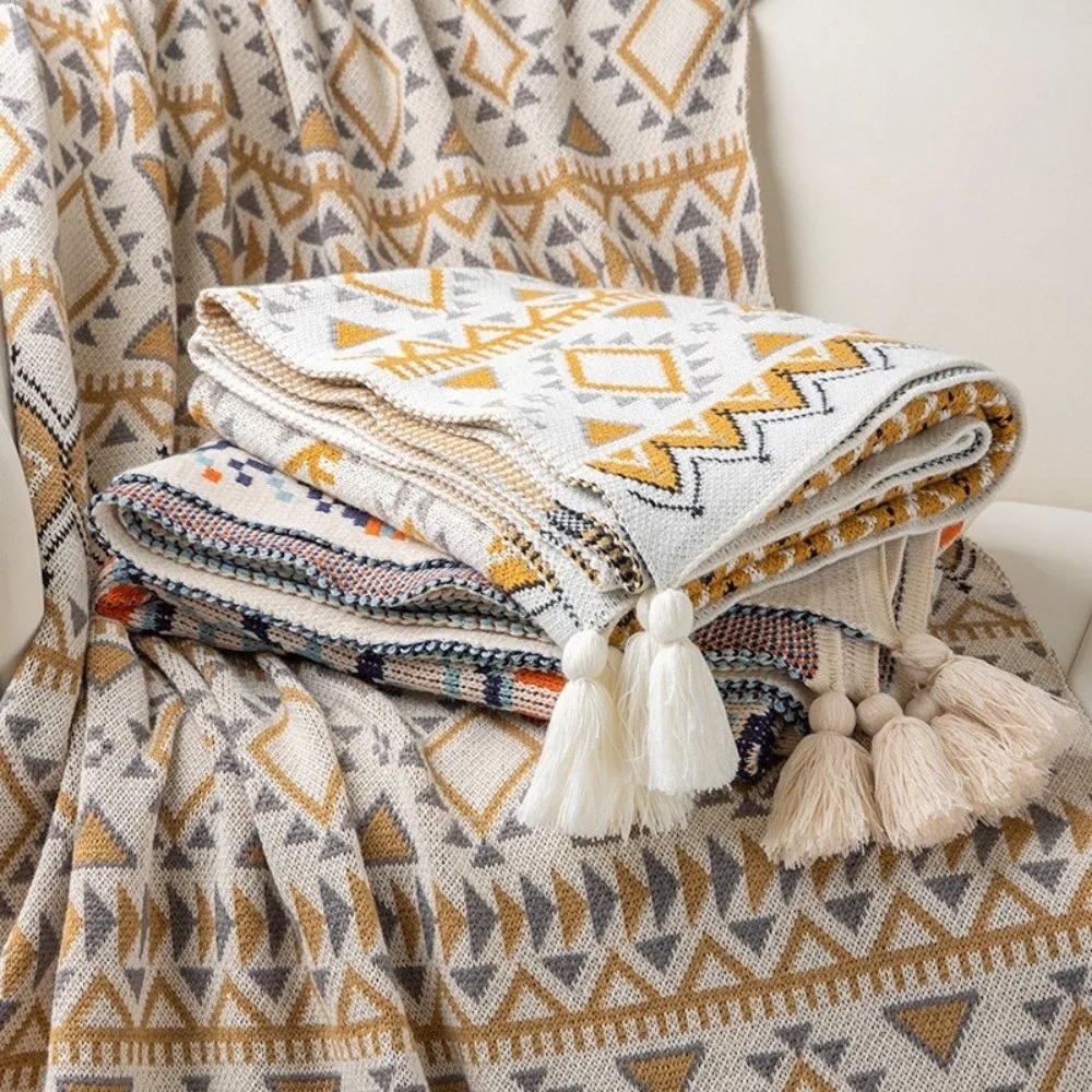 ผ้าห่มถักลายวินเทจสไตล์โบโฮ ผ้ - Boho Throw Blanket Fringe บทวิจารณ์และราคา