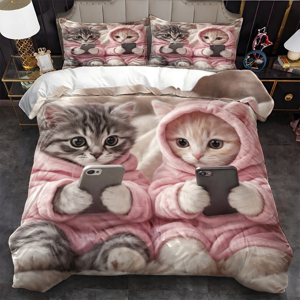 ชุดผ้าปูที่นอนลายแมวน่ารัก 3 ช - Duvet Cover Sets With Zipper บทวิจารณ์และราคา