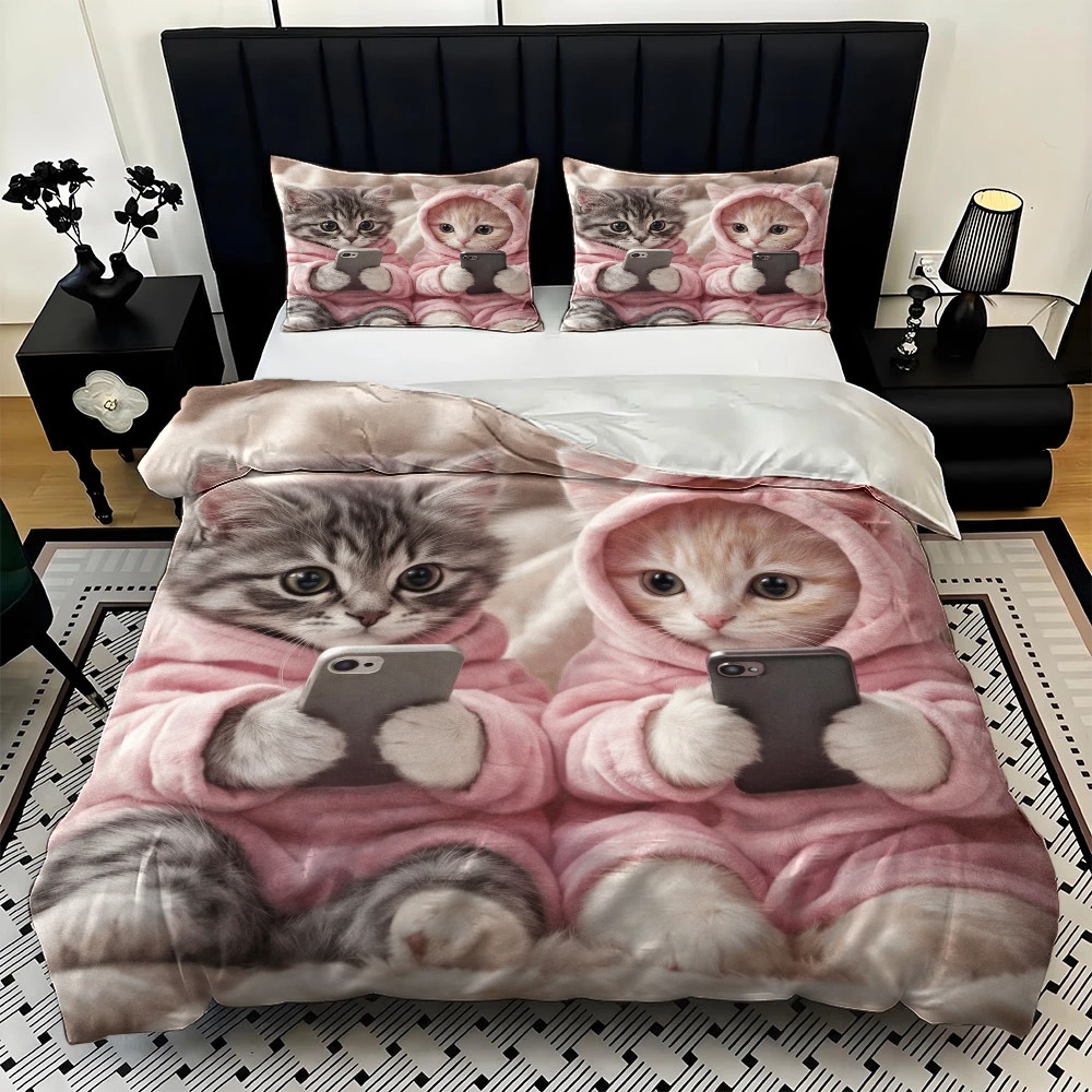 ชุดผ้าปูที่นอนลายแมวน่ารัก 3 ช - Duvet Cover Sets With Zipper บทวิจารณ์และราคา