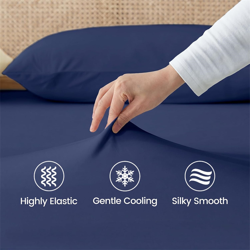 ผ้าปูที่นอนแบบเย็นสบาย ผ้าปูที - Fitted Bed Sheets Deep Pocket บทวิจารณ์และราคา