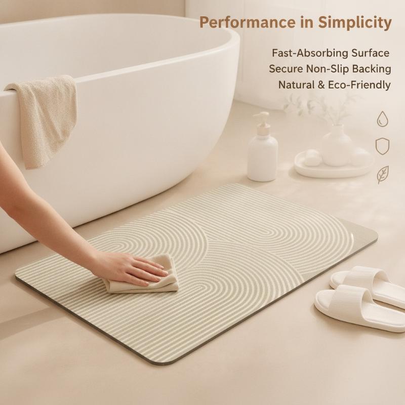 พรมเช็ดเท้าไดอะตอมไมต์ลายทางสี - Quick Dry Diatomite Bath Mat บทวิจารณ์และราคา