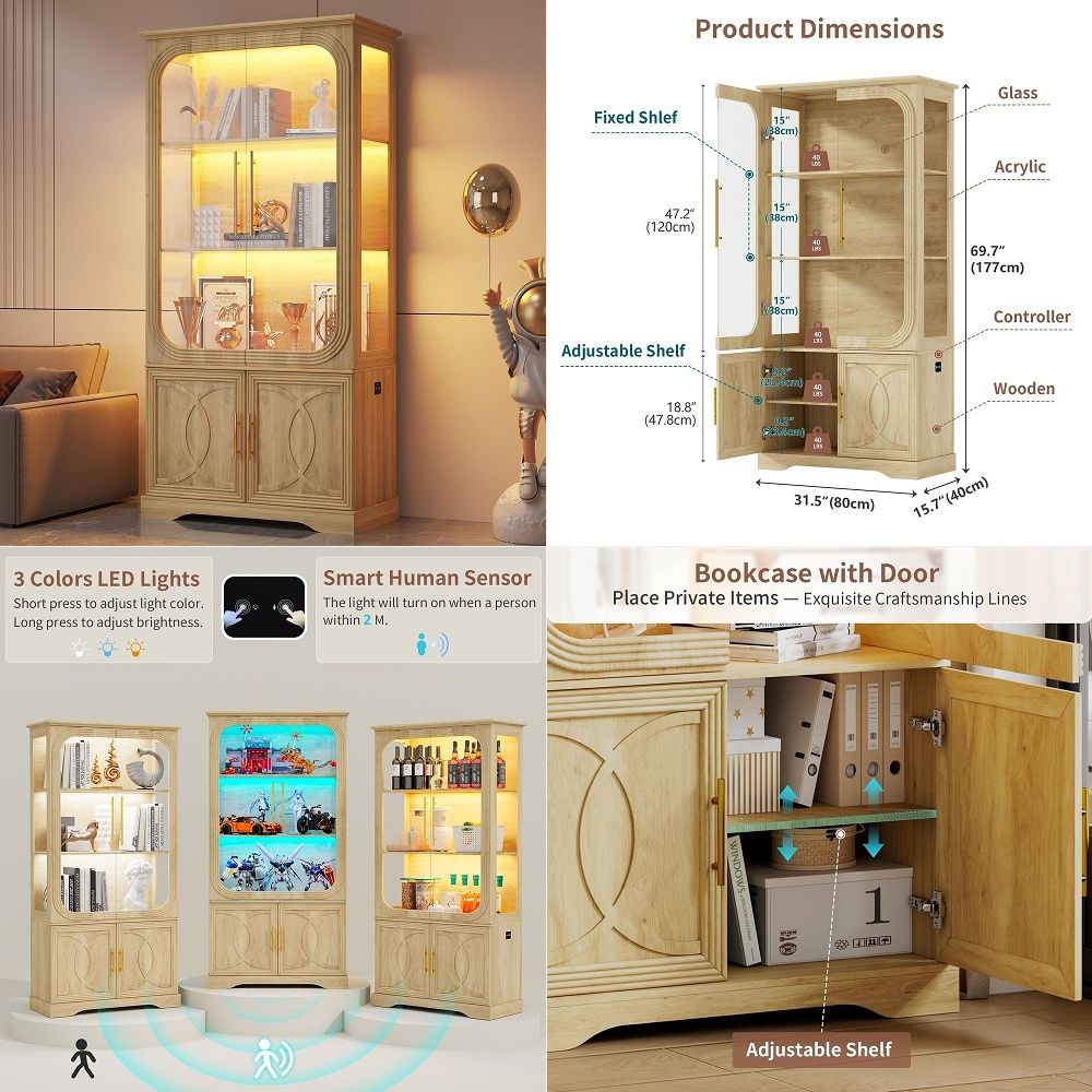 ตู้โชว์กระจกพร้อมชั้นวางของ ตู - Storage & Organization บทวิจารณ์และราคา