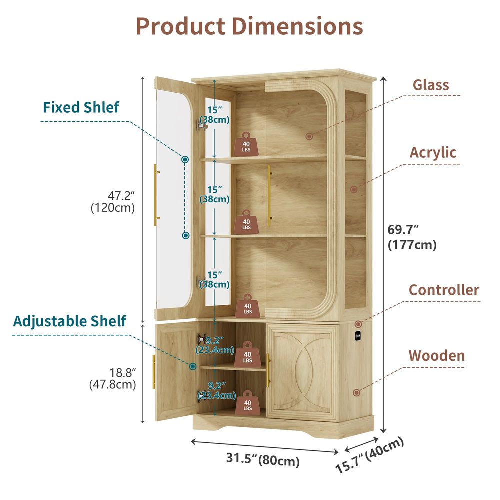 ตู้โชว์กระจกพร้อมชั้นวางของ ตู - Storage & Organization บทวิจารณ์และราคา