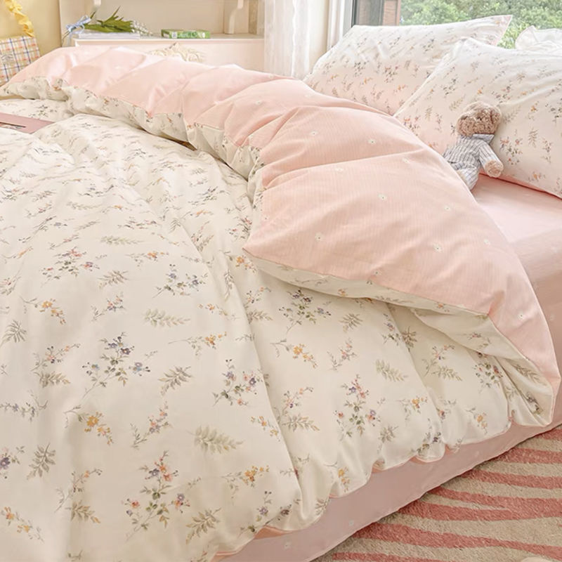 ชุดเครื่องนอนลายดอกไม้สีชมพูแบ - Aesthetic Floral Duvet Cover บทวิจารณ์และราคา
