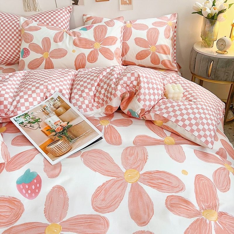 ชุดเครื่องนอนลายดอกไม้สีชมพูแบ - Aesthetic Floral Duvet Cover บทวิจารณ์และราคา
