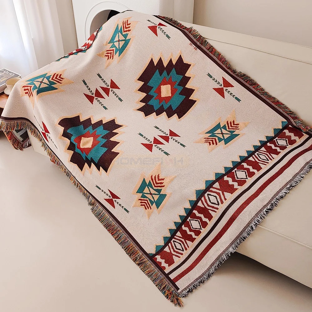 ผ้าห่มแอซเท็กขนาดใหญ่ ผ้าห่มโบ - Boho Throw Blanket Fringe บทวิจารณ์และราคา