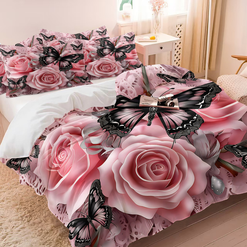 ชุดผ้าปูที่นอนลายผีเสื้อสีดำกุ - Aesthetic Floral Duvet Cover บทวิจารณ์และราคา