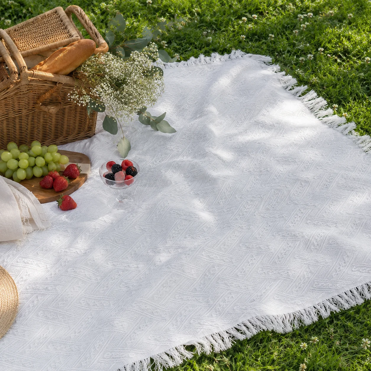 ผ้าปูปิกนิกสไตล์โบโฮ ผ้าปูพื้น - Boho Throw Blanket Fringe บทวิจารณ์และราคา