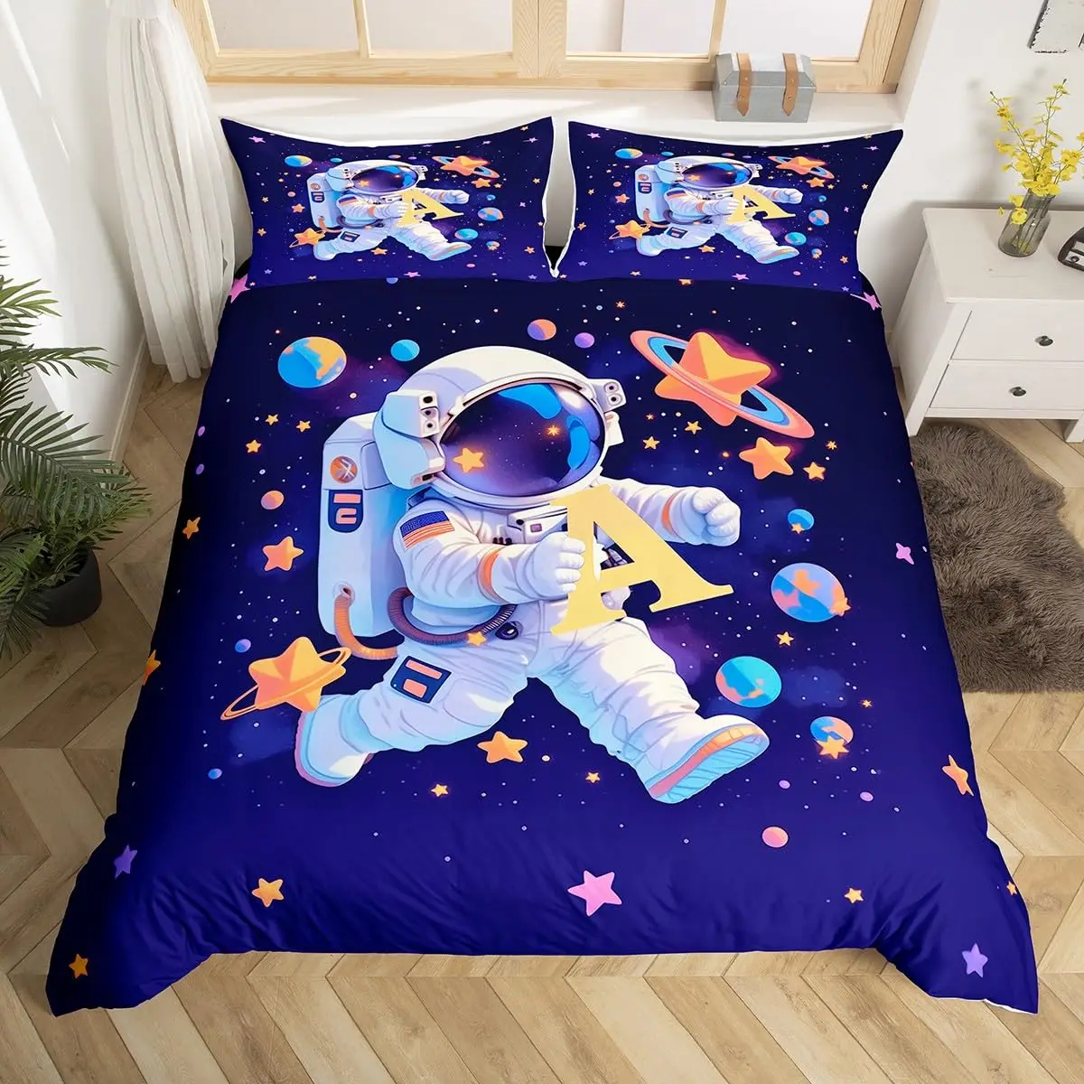 ชุดผ้านวมนักบินอวกาศการ์ตูนอวก - Duvet Cover Sets With Zipper บทวิจารณ์และราคา