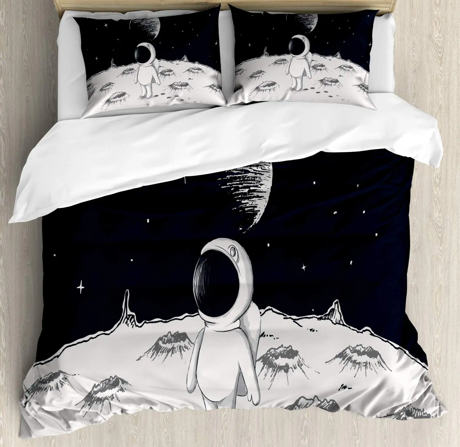 ชุดผ้านวมนักบินอวกาศการ์ตูนอวก - Duvet Cover Sets With Zipper บทวิจารณ์และราคา
