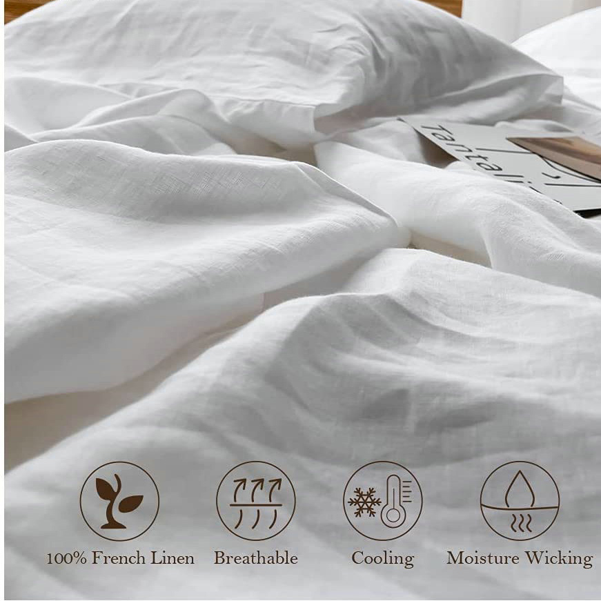 ผ้าปูที่นอนลินิน 100% เนื้อนุ่ - Fitted Bed Sheets Deep Pocket บทวิจารณ์และราคา