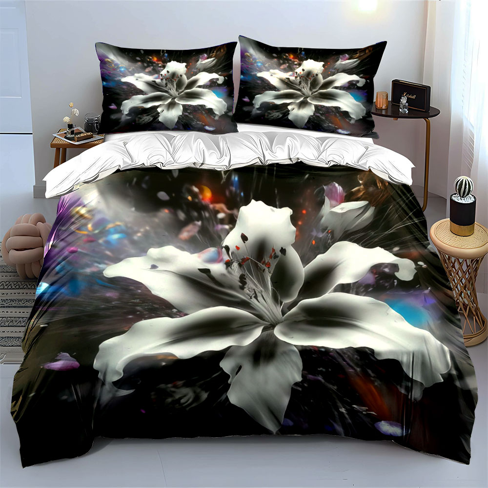 ชุดเครื่องนอนลายดอกลิลลี่สีขาว - Aesthetic Floral Duvet Cover บทวิจารณ์และราคา