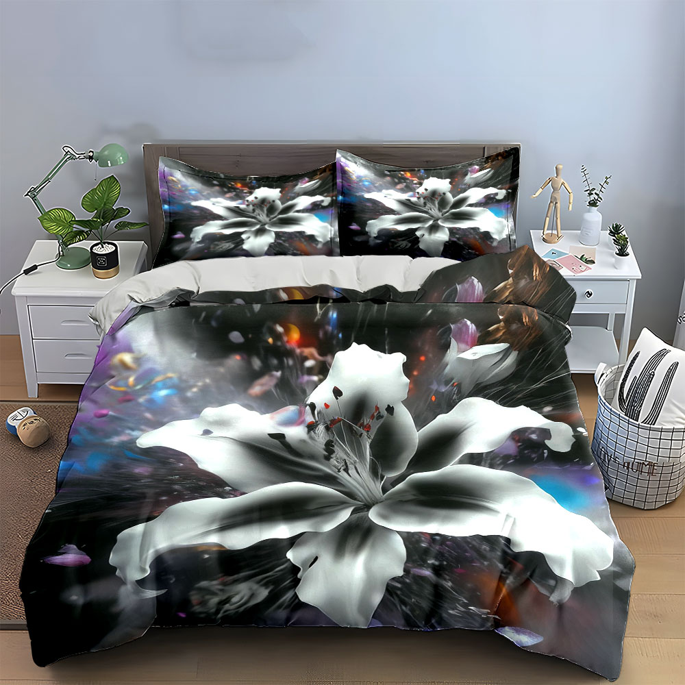 ชุดเครื่องนอนลายดอกลิลลี่สีขาว - Aesthetic Floral Duvet Cover บทวิจารณ์และราคา