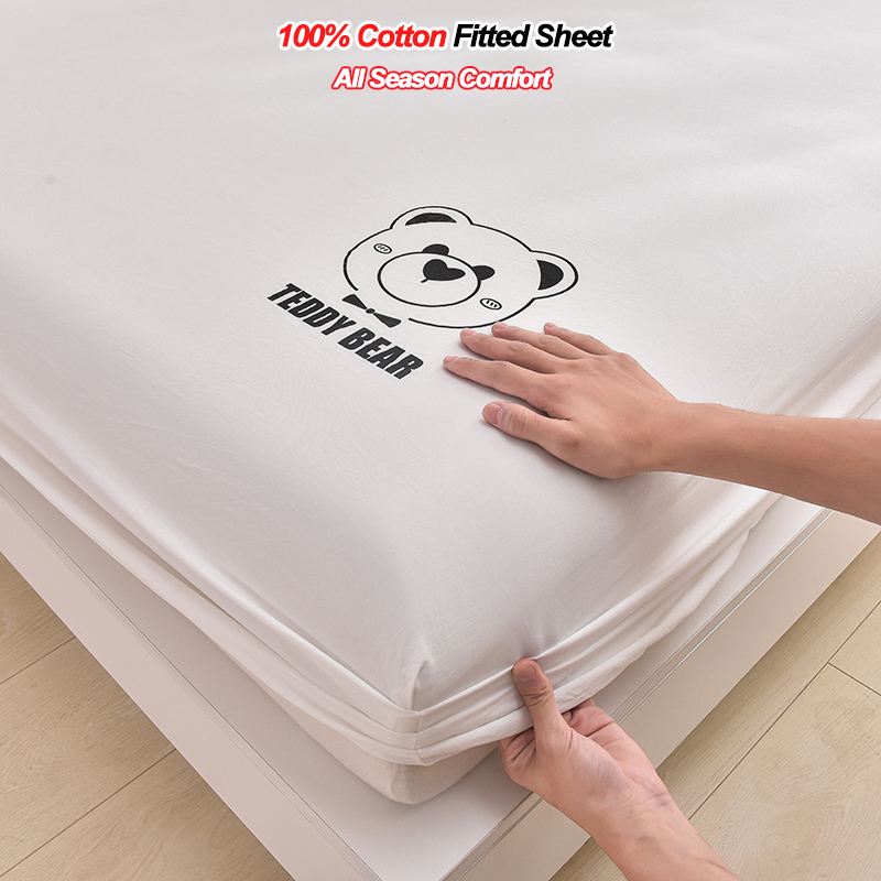 ผ้าปูที่นอนรัดมุม 100% ผ้าฝ้าย - Fitted Bed Sheets Deep Pocket บทวิจารณ์และราคา