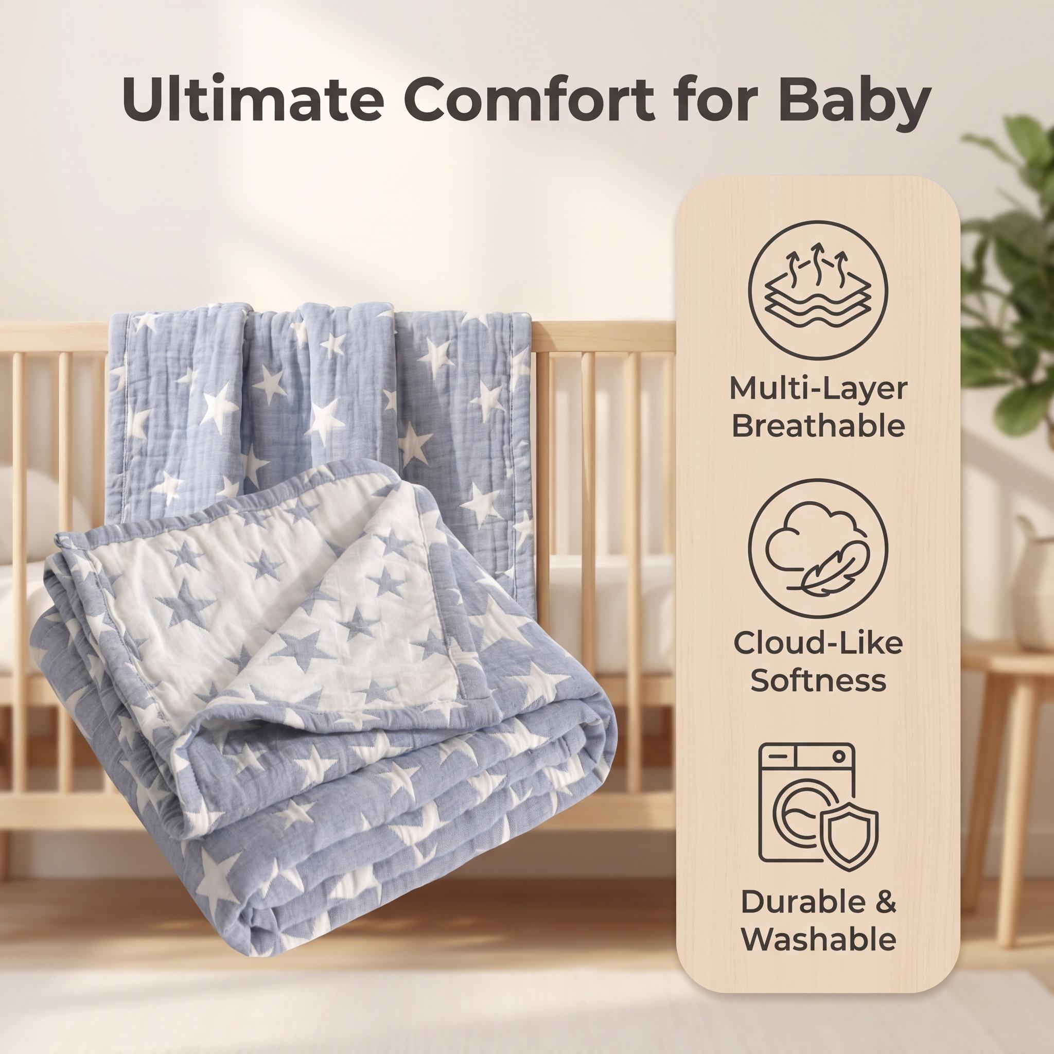 ผ้าห่มผ้าฝ้ายมัสลิน 3 ชั้น นุ่ - Muslin Cotton Bedspread บทวิจารณ์และราคา
