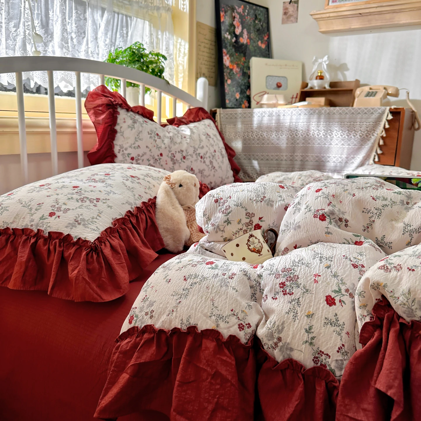 ชุดเครื่องนอนสไตล์วินเทจฝรั่งเ - Aesthetic Floral Duvet Cover บทวิจารณ์และราคา