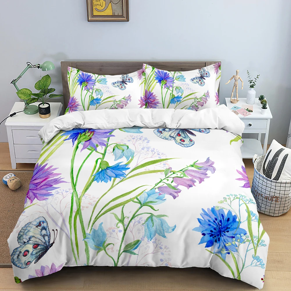 ผีเสื้อชุดเครื่องนอน 3D ดอกไม้ - Duvet Cover Sets With Zipper บทวิจารณ์และราคา