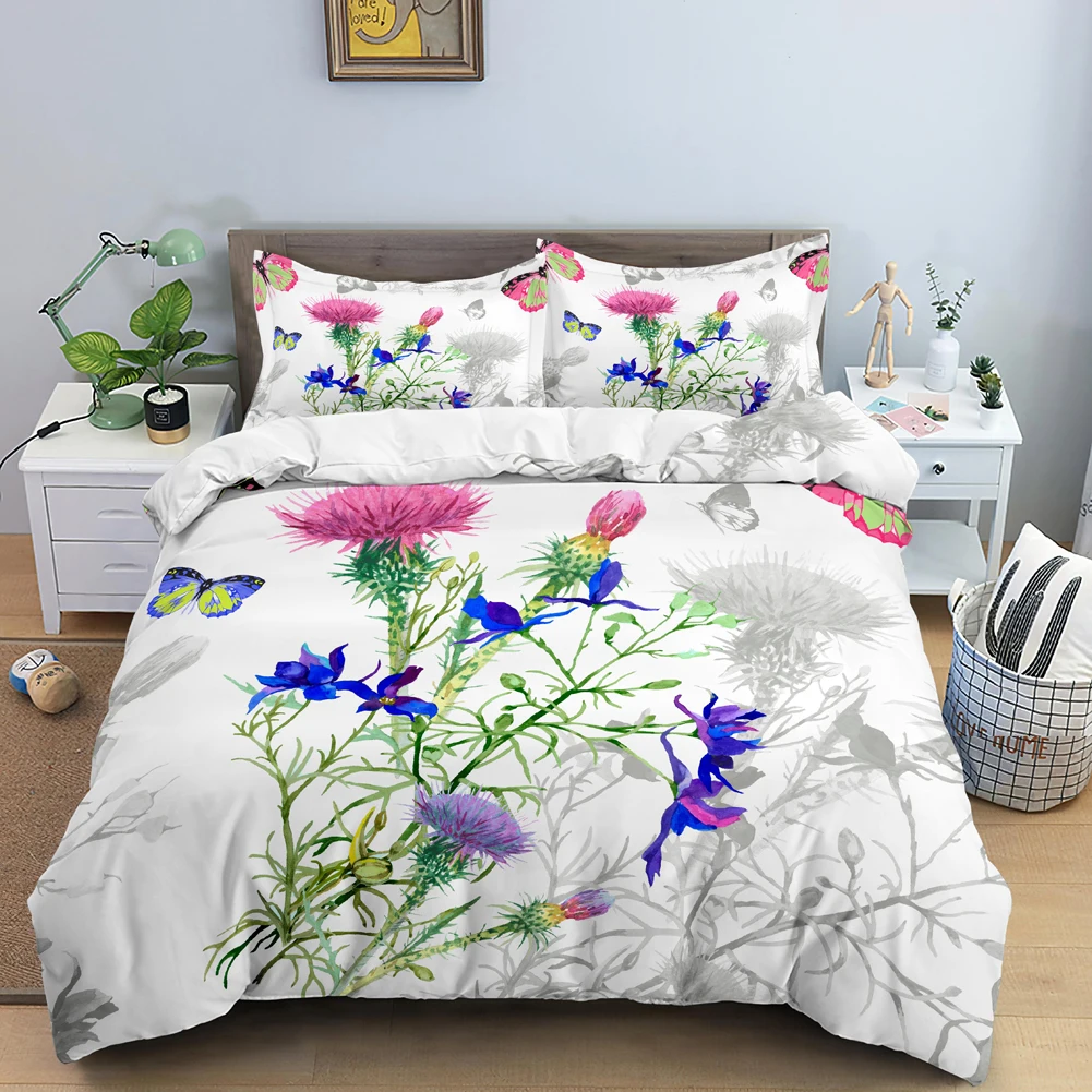 ผีเสื้อชุดเครื่องนอน 3D ดอกไม้ - Duvet Cover Sets With Zipper บทวิจารณ์และราคา