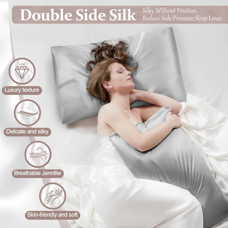 ปลอกหมอนผ้าซาตินไหม 2 ชิ้น สำห - Satin Silk Pillowcase Hair Skin บทวิจารณ์และราคา