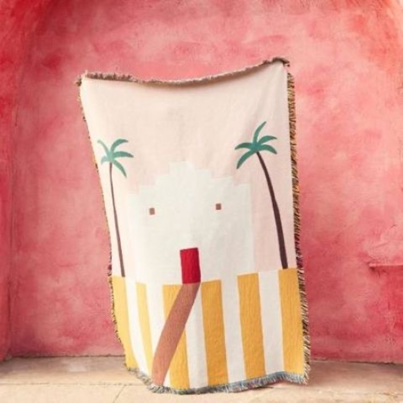 ผ้าห่มลายทอสีชมพูพาสเทล ลายทะเ - Boho Throw Blanket Fringe บทวิจารณ์และราคา