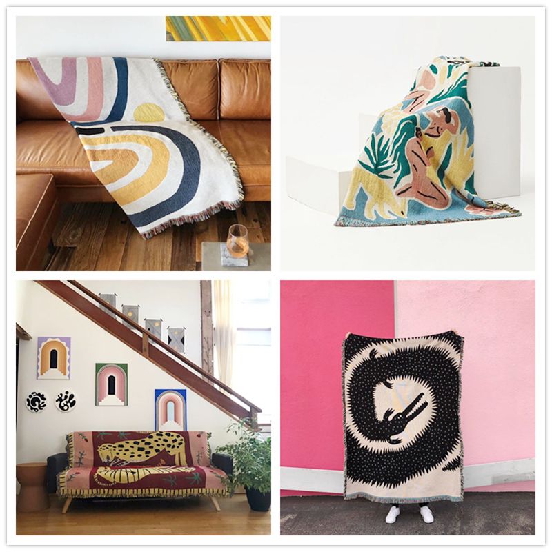ผ้าห่มลายทอสีชมพูพาสเทล ลายทะเ - Boho Throw Blanket Fringe บทวิจารณ์และราคา