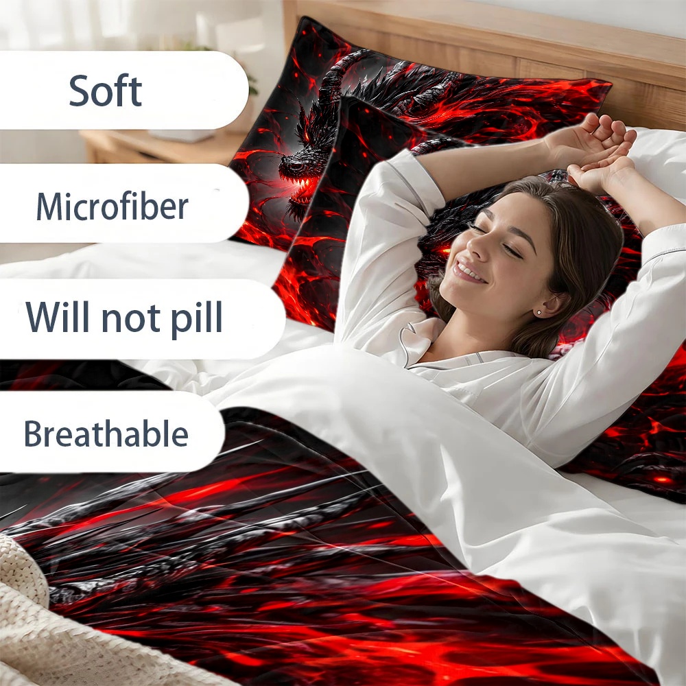 ชุดผ้าปูที่นอนลายมังกรสีเข้ม 3 - Duvet Cover Sets With Zipper บทวิจารณ์และราคา