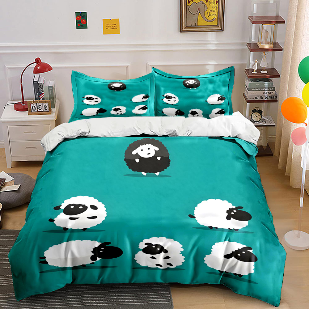 ชุดผ้าปูที่นอนลายการ์ตูนแกะและ - Duvet Cover Sets With Zipper บทวิจารณ์และราคา