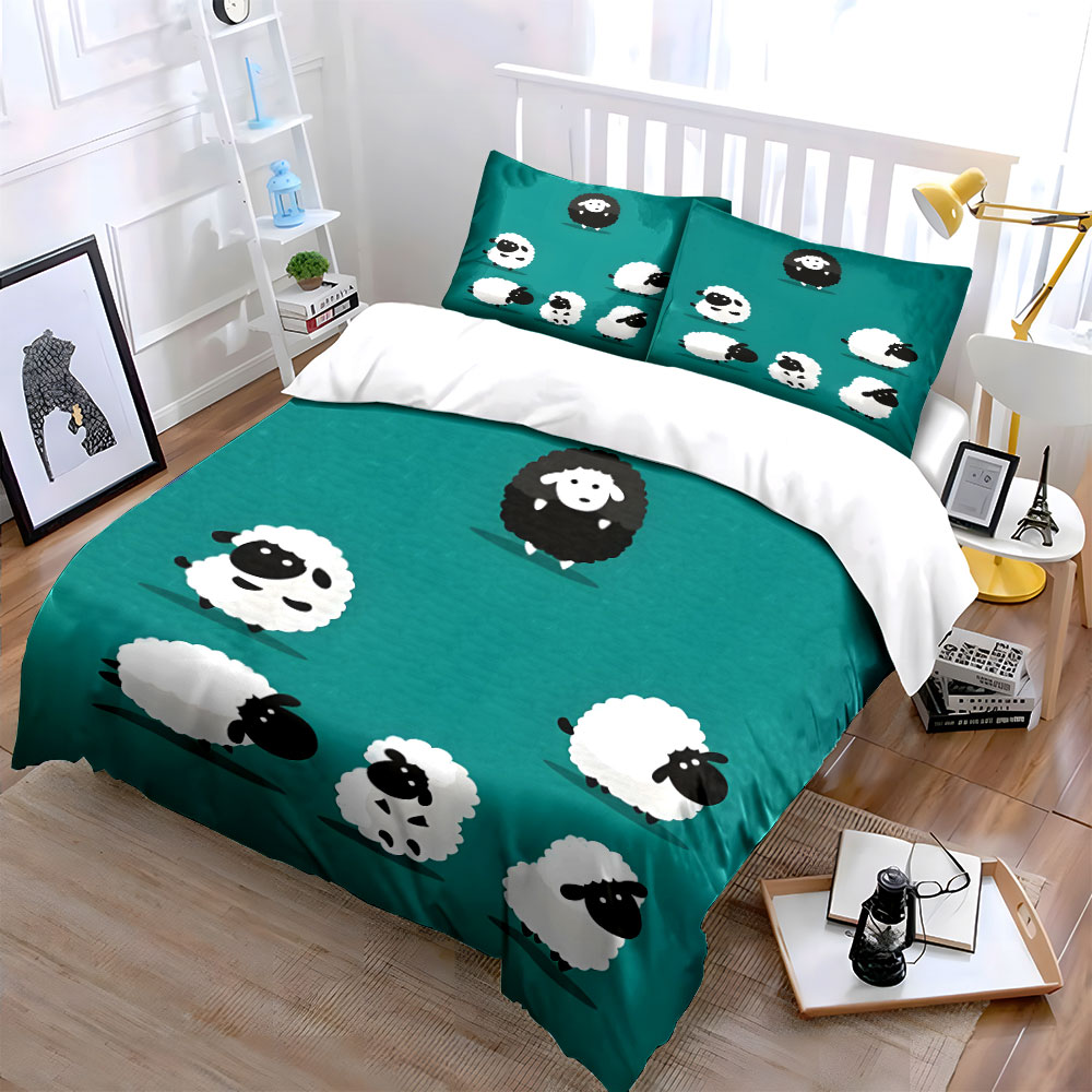 ชุดผ้าปูที่นอนลายการ์ตูนแกะและ - Duvet Cover Sets With Zipper บทวิจารณ์และราคา