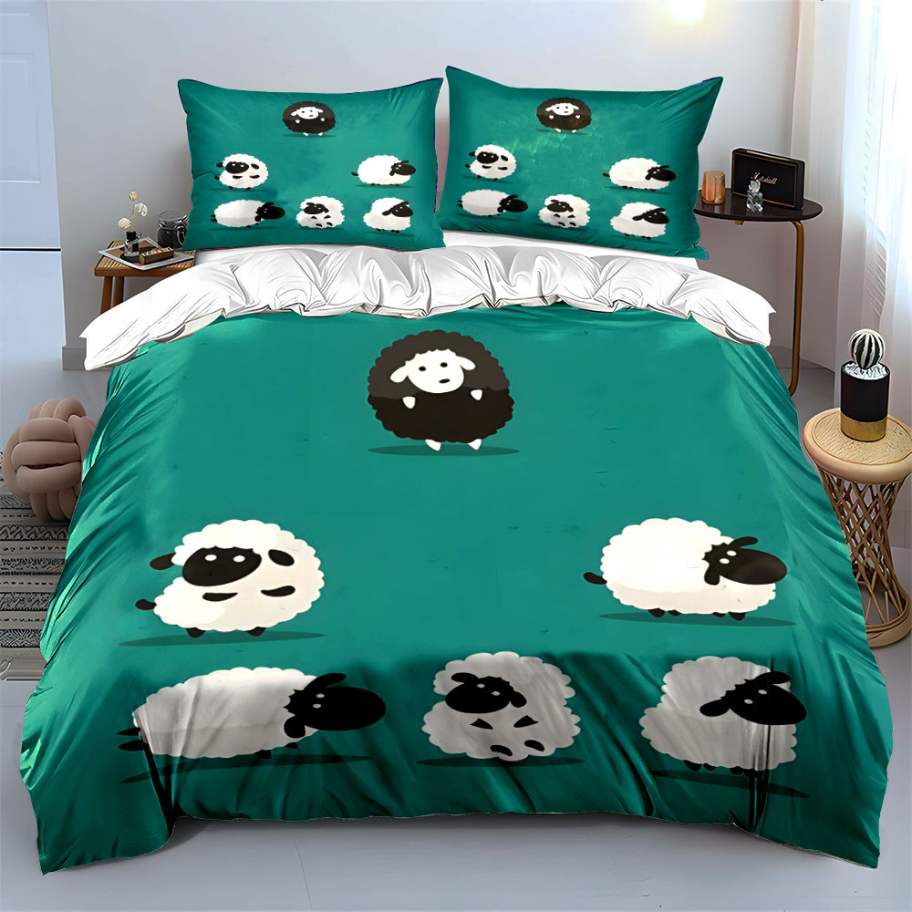 ชุดผ้าปูที่นอนลายการ์ตูนแกะและ - Duvet Cover Sets With Zipper บทวิจารณ์และราคา