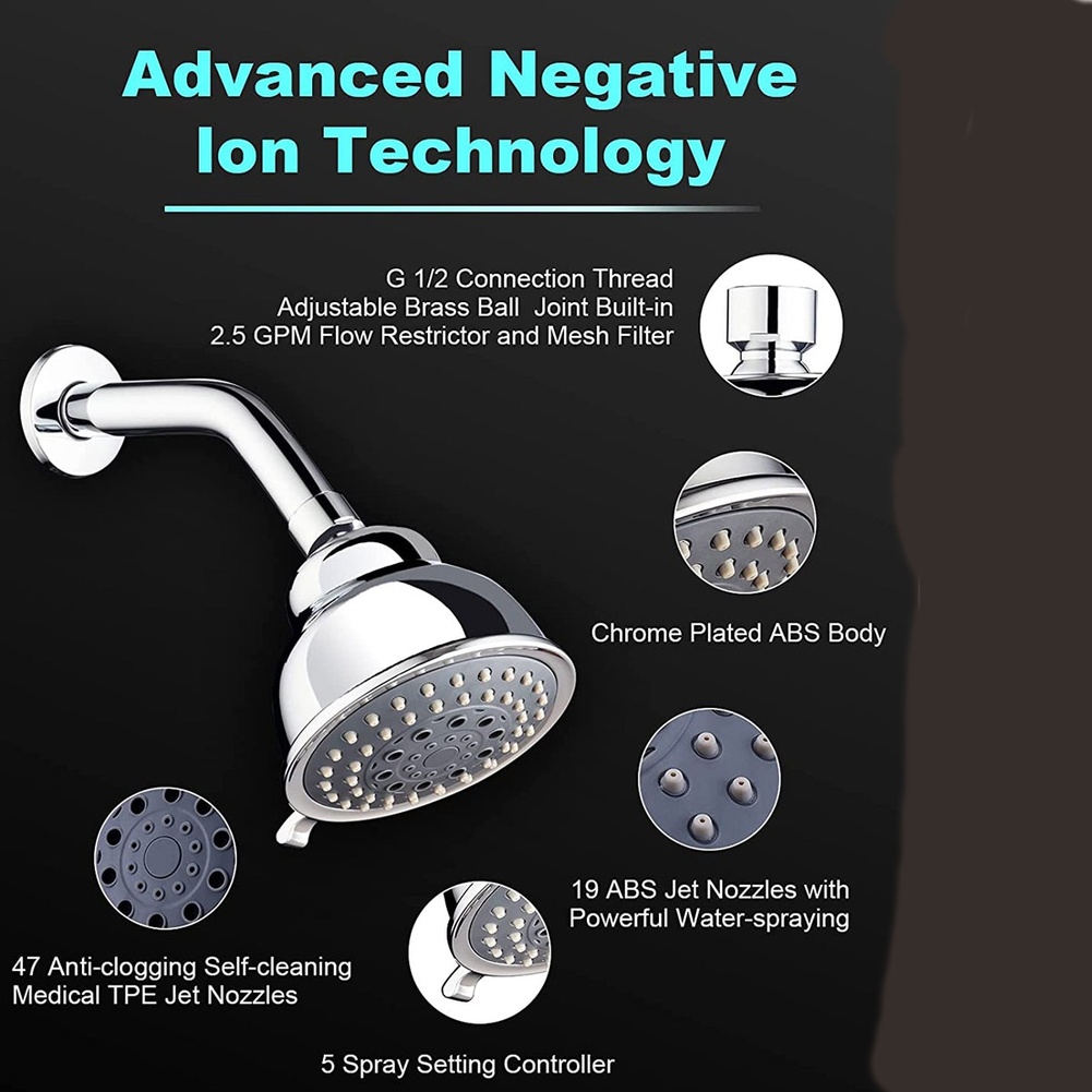 หัวฝักบัวอาบน้ำ 1 ชิ้น ปรับได้ - High Pressure Shower Head Handheld บทวิจารณ์และราคา