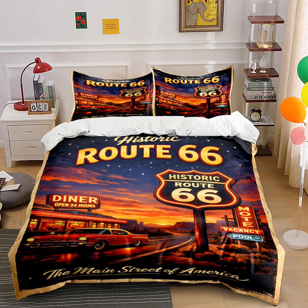 ชุดผ้าคลุมเตียงลายถนน 66 สไตล์ - Duvet Cover Sets With Zipper บทวิจารณ์และราคา