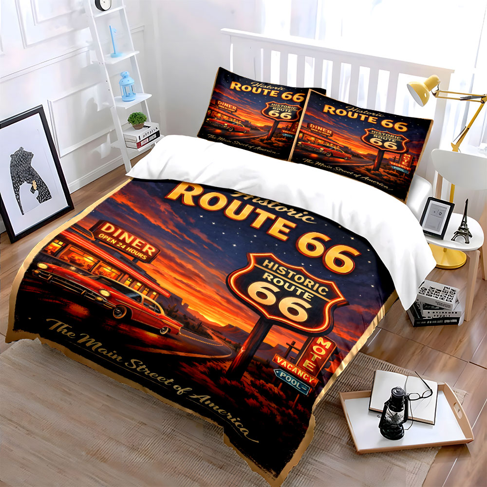 ชุดผ้าคลุมเตียงลายถนน 66 สไตล์ - Duvet Cover Sets With Zipper บทวิจารณ์และราคา