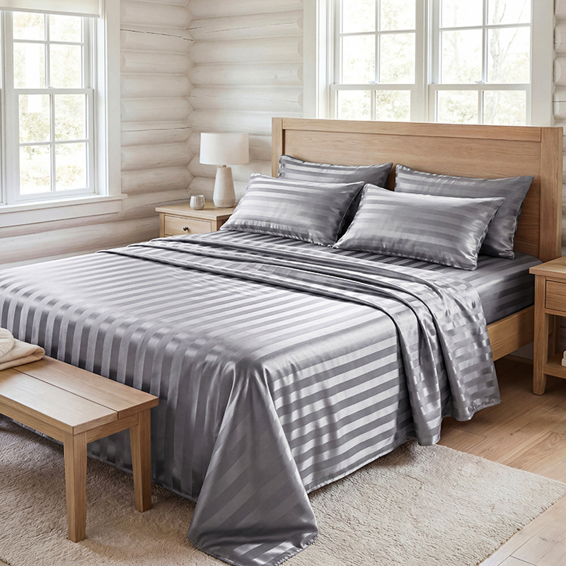 ชุดผ้าปูที่นอนลายทางผ้าซาตินกั - Fitted Bed Sheets Deep Pocket บทวิจารณ์และราคา