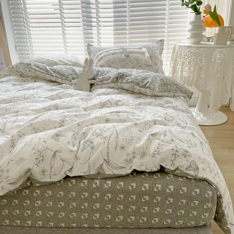 3 ชิ้นผ้าฝ้าย 100% ชุดผ้านวม ( - Aesthetic Floral Duvet Cover บทวิจารณ์และราคา
