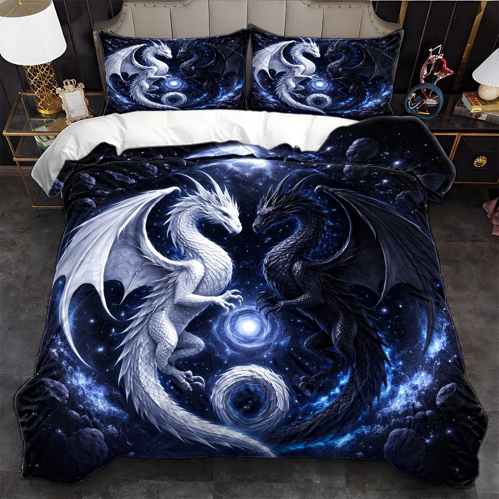 ชุดผ้าห่มลายมังกรดวงดาว 3 ชิ้น - Duvet Cover Sets With Zipper บทวิจารณ์และราคา