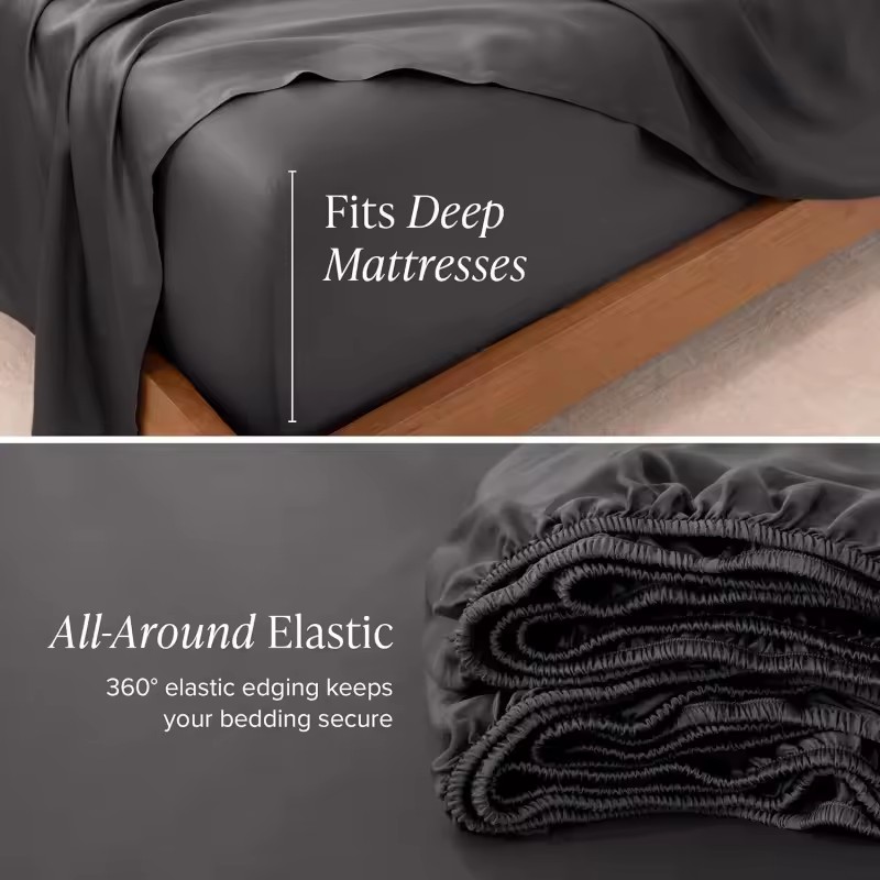 ผ้าปูที่นอนแบบรัดมุม 1 ผืน สำห - Fitted Bed Sheets Deep Pocket บทวิจารณ์และราคา
