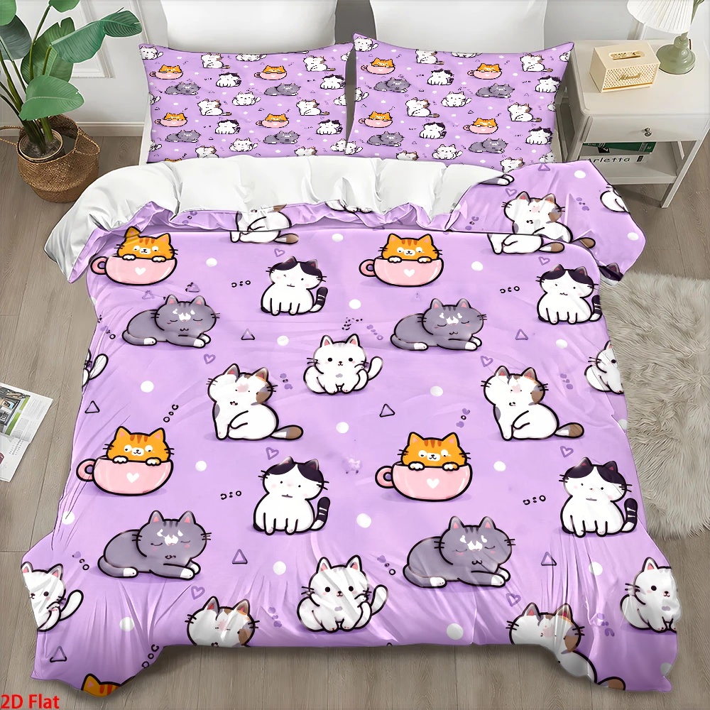 ชุดผ้าปูที่นอนลายแมวน่ารัก 3 ช - Duvet Cover Sets With Zipper บทวิจารณ์และราคา