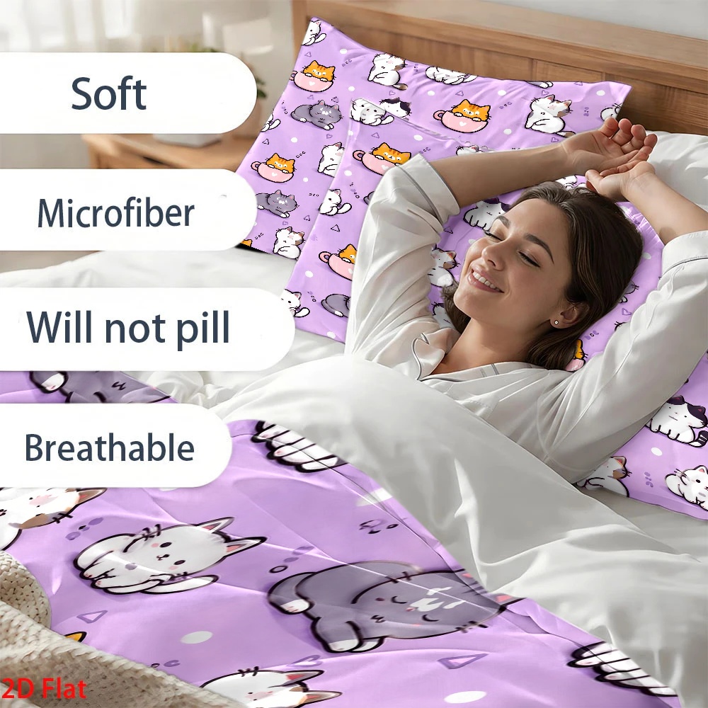 ชุดผ้าปูที่นอนลายแมวน่ารัก 3 ช - Duvet Cover Sets With Zipper บทวิจารณ์และราคา