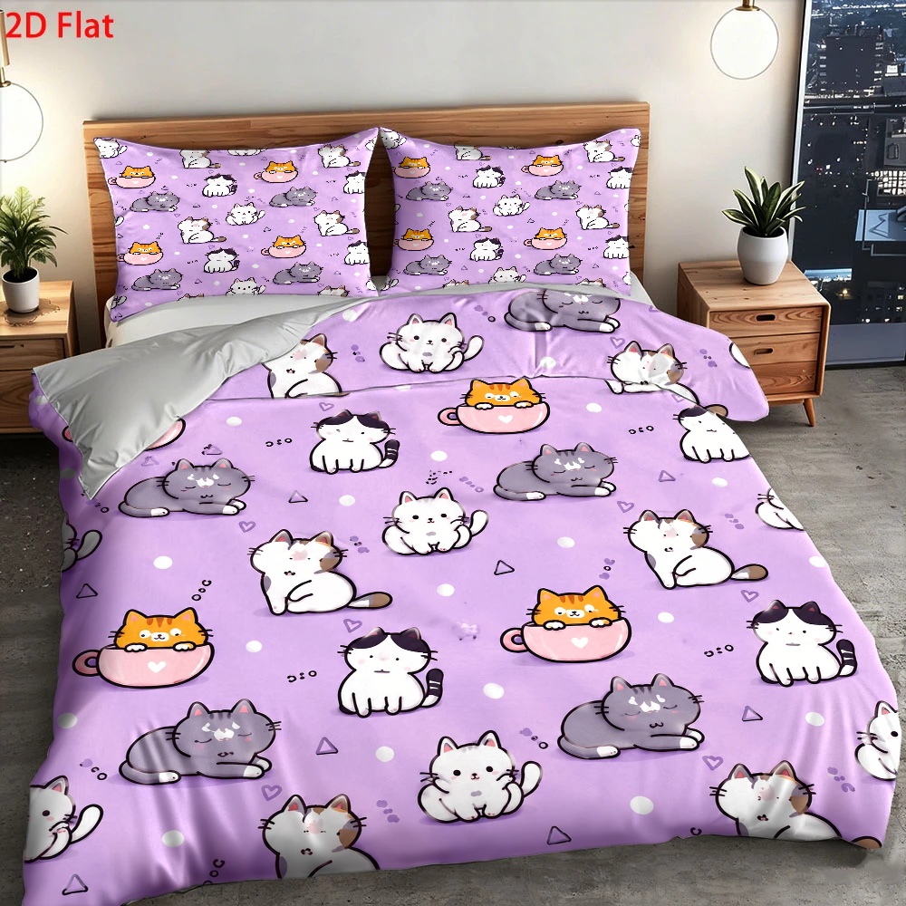 ชุดผ้าปูที่นอนลายแมวน่ารัก 3 ช - Duvet Cover Sets With Zipper บทวิจารณ์และราคา