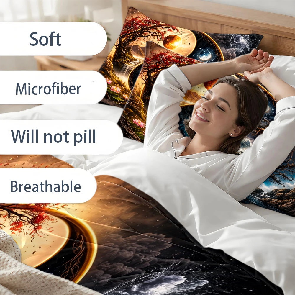 ชุดผ้าปูที่นอนลายหยินหยาง 3 ชิ - Duvet Cover Sets With Zipper บทวิจารณ์และราคา