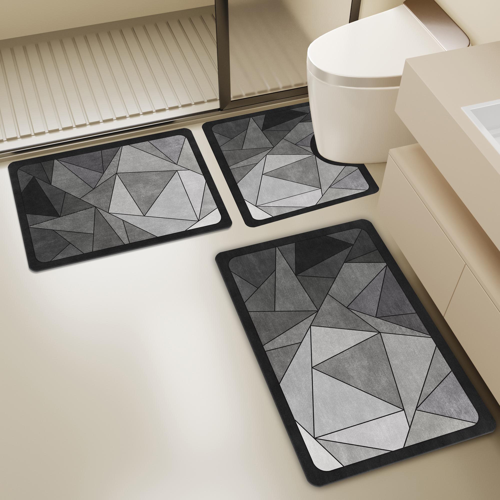 ชุดพรมห้องน้ำ 3 ชิ้น หนานุ่ม ด - Quick Dry Diatomite Bath Mat บทวิจารณ์และราคา