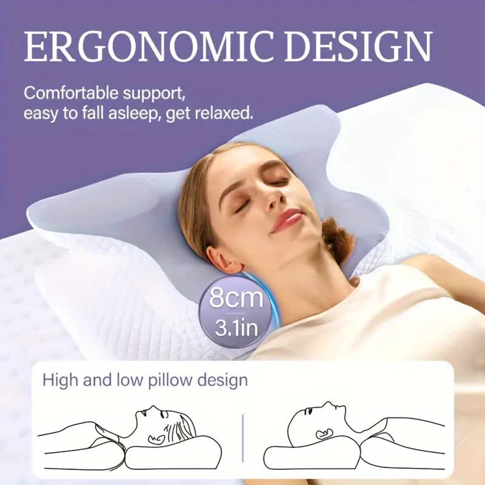 หน่วยความจําโฟมหมอนรูปผีเสื้อผ - Anti Snore Contour Pillow บทวิจารณ์และราคา